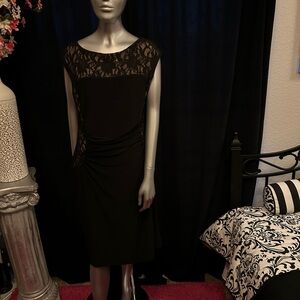 Ralph Lauren Black Lace Midi Dress